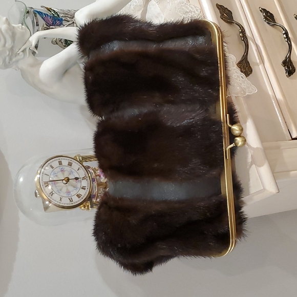 NWOT Mink Leather Clutch Bag Purse Ranch Mink Vintage - Picture 3 of 11